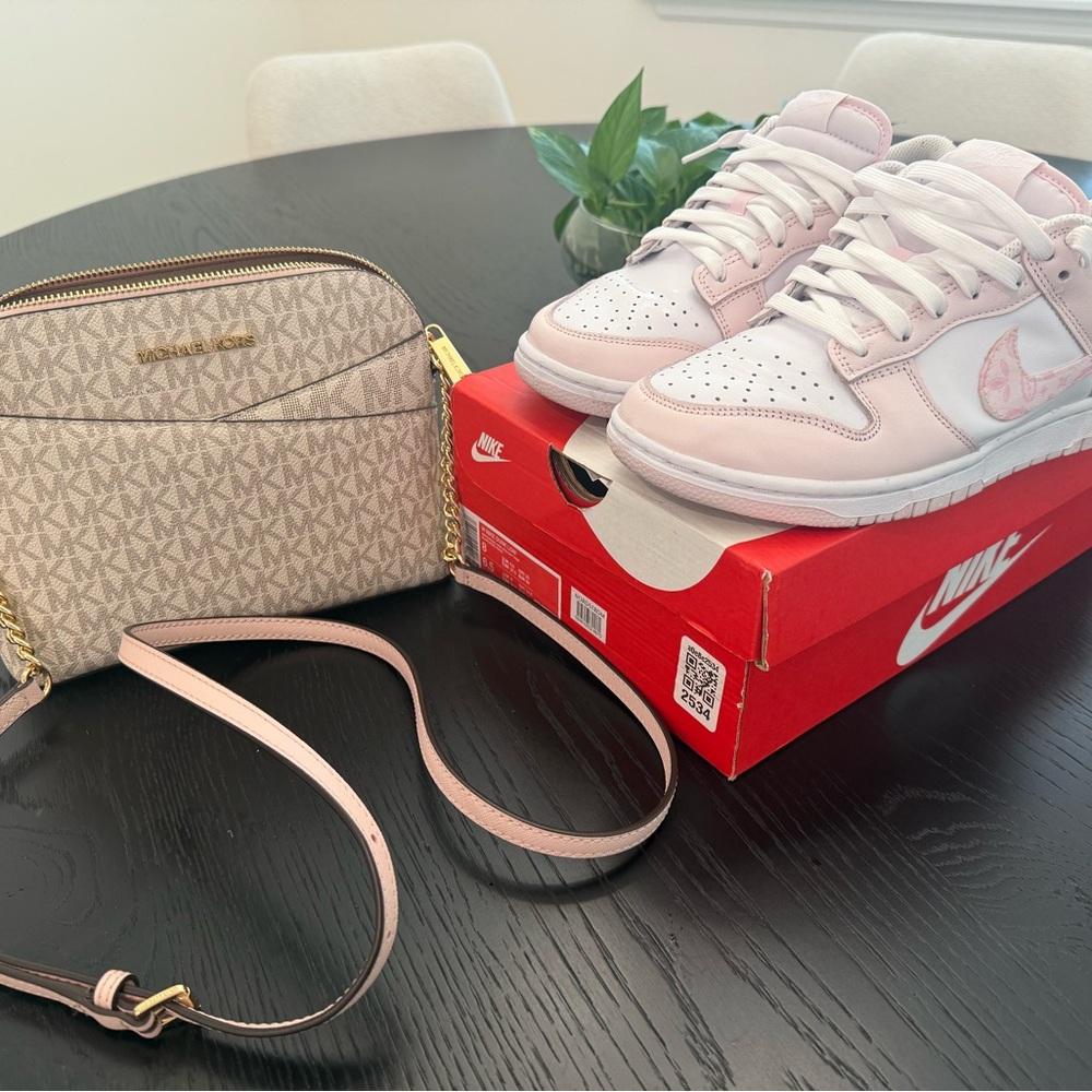 MK Jet Set Crossbody + Nike Dunk Low Pink Paisley Bundle